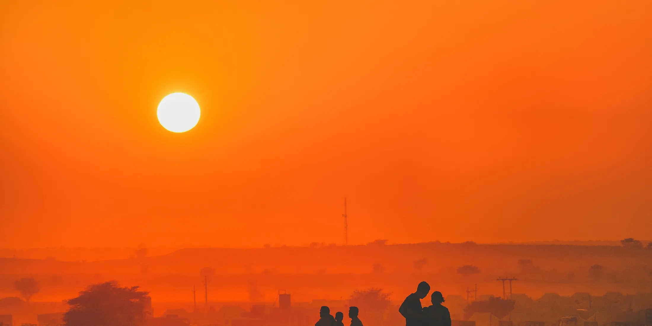 The sun setting over the Thar desert near Jaisalmer